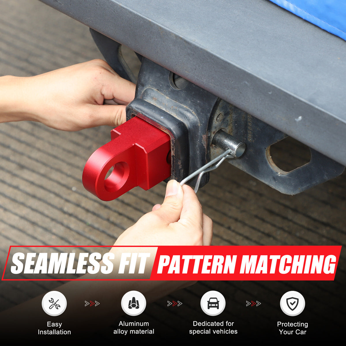 Red Alloy Trailer Mount Receiver Hitch Tow Hook For Toyota Tundra 07-21 US 18