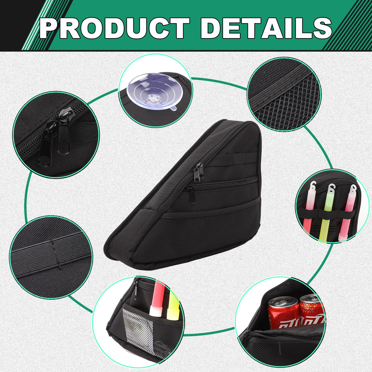 Black Rear Quarter Window Left Side Storage Bag For Honda CR-V 2012-2016 16