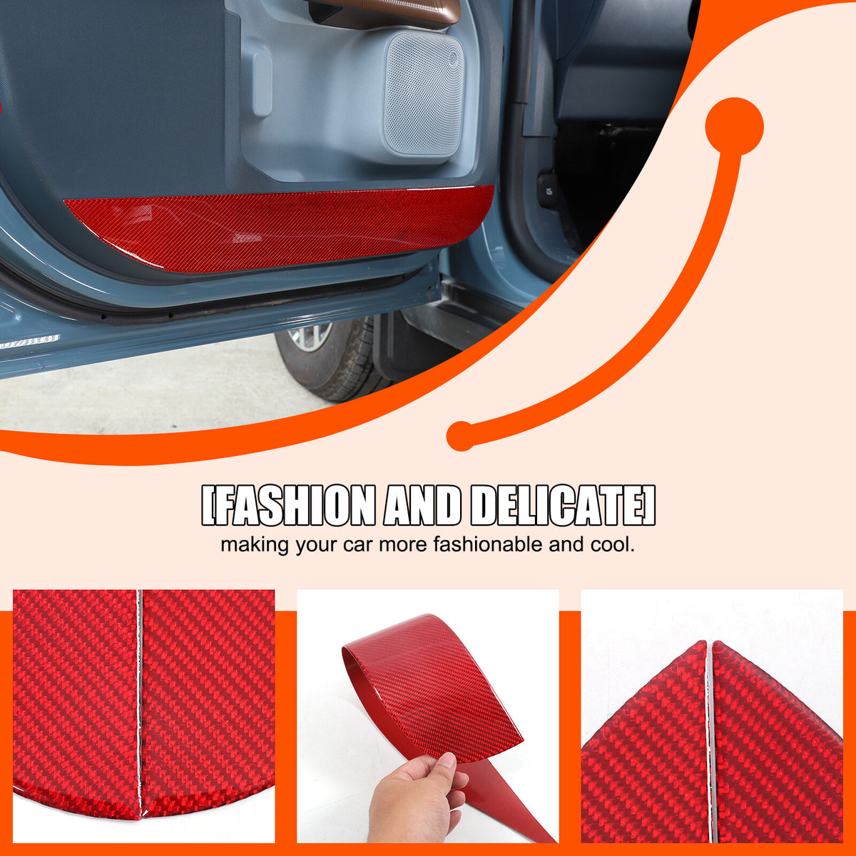 Red Carbon Front Bumper Insert Mesh Cover Grille Trim For Ford Maverick 22-24 7