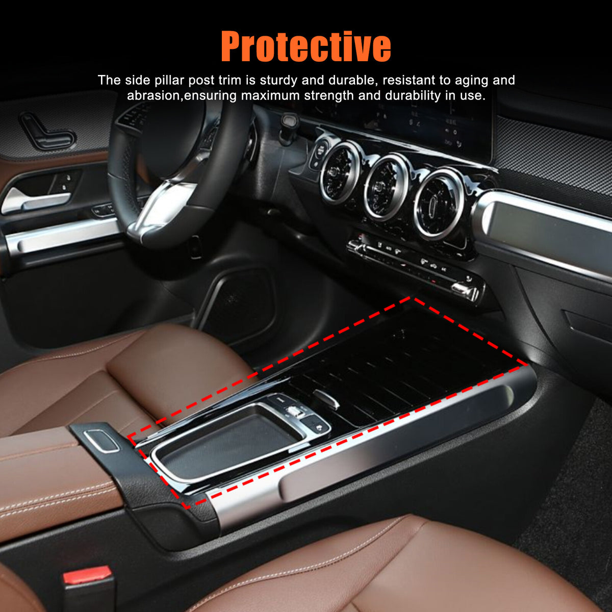 Oak Wood Grain Center Console Panel Trim For Benz B-Class W247 GLB X247 2024-25 22