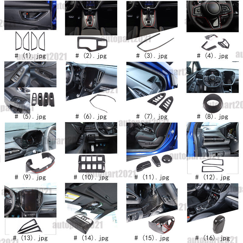 Carbon Fiber ABS Interior Full Cover Trim Kit Set For Subaru WRX AT 2022-2025 - Styles 1-5 2
