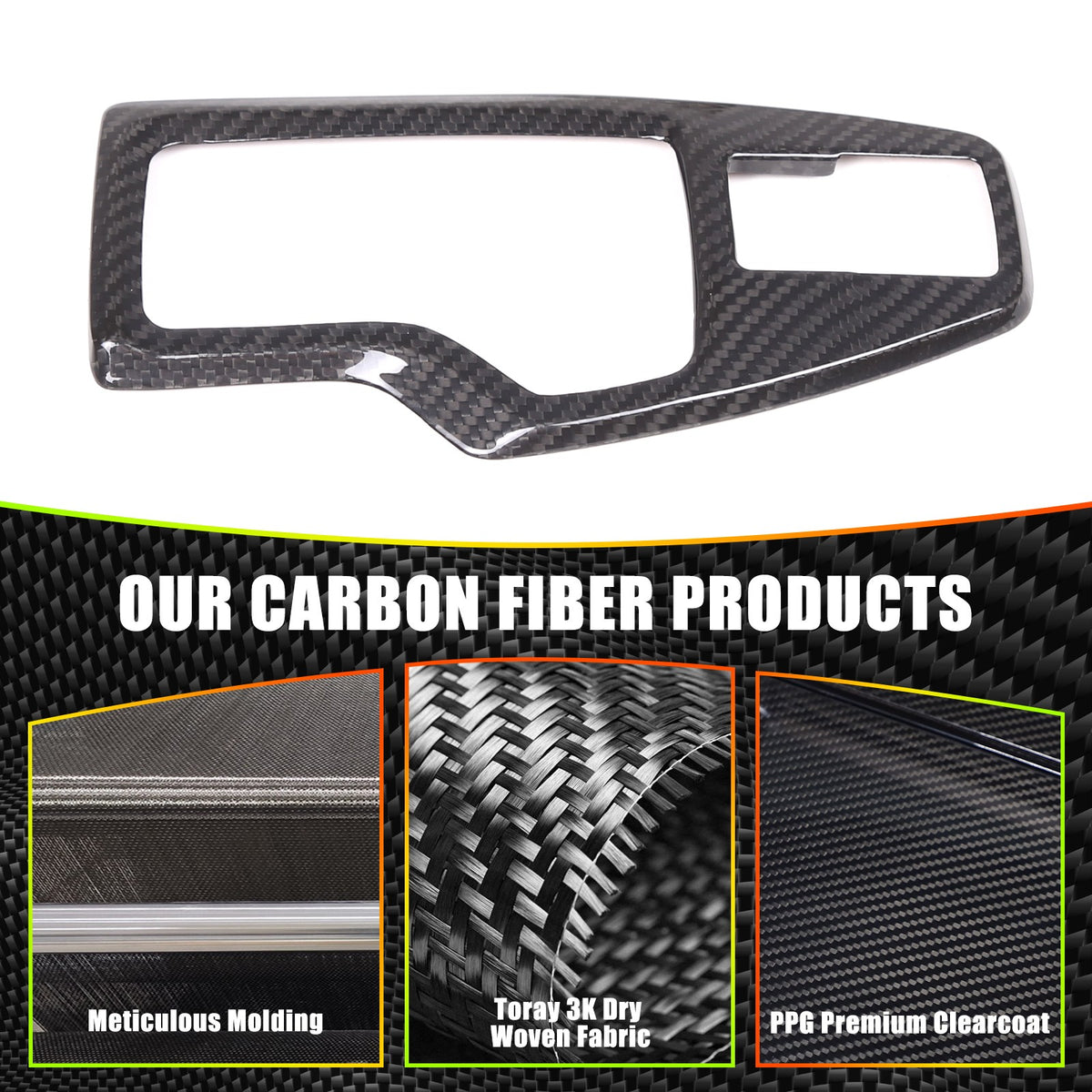 Real Carbon Fiber Gear Shift Base Trim Cover For Subaru WRX VB AT 2022+ 4