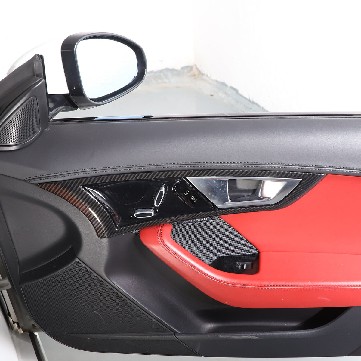 ABS Carbon Fiber Inner Door Handle Frame Cover Trim For Jaguar F-TYPE 2013-2024 12