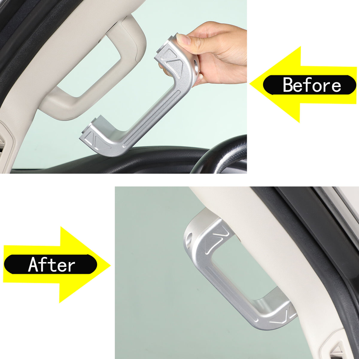 Silver Interior A-Pillar Grab Handle Trim Frame For Nissan Titan 2016-2023 2