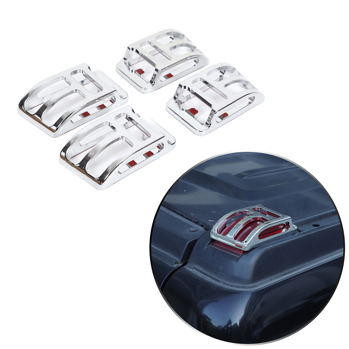 Chrome Billet Top Corner Marker Light Guards Cages For Hummer H2 2003-2010 11