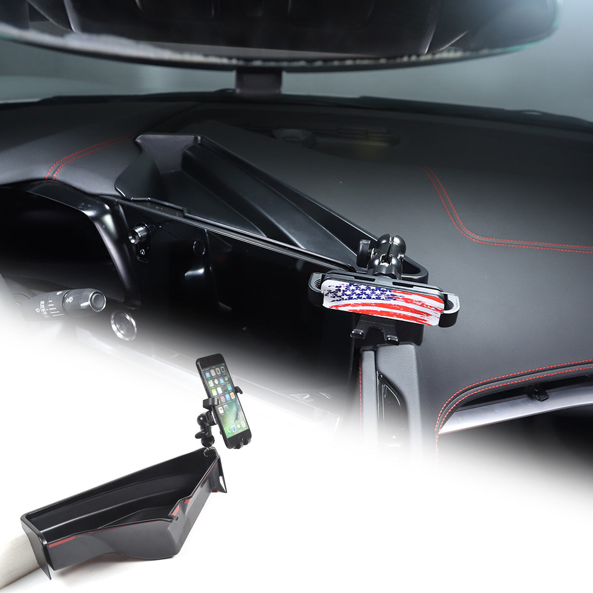 US Flag Display screen back Storage Box Organizer Tray Fit For Corvette C8 20-25 8