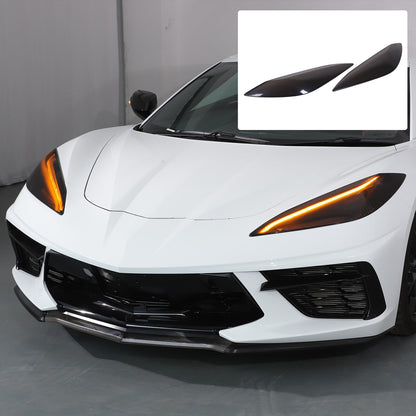 Transparent Gray Smoked Front Headlight Blackout Trim For Corvette C8 20+ US 20