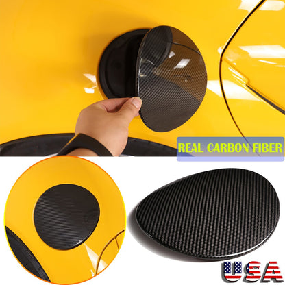 Real Carbon Fiber Door Fuel Tank Gas Filler Cap Cover For Toyota Supra A90 2019+ 1