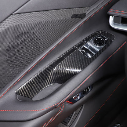 Real Carbon Fiber Window Lift Switch Panel Cover Trim For Corvette C8 Coupe 20+ 20