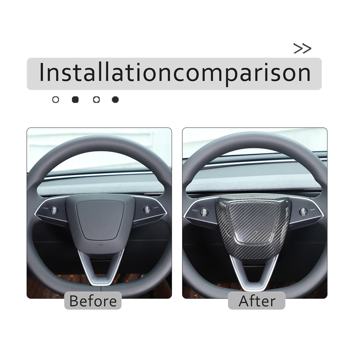 Real Carbon Fiber Steering Wheel Logo Trim Cover For Tesla Model 3 2023-2024 10
