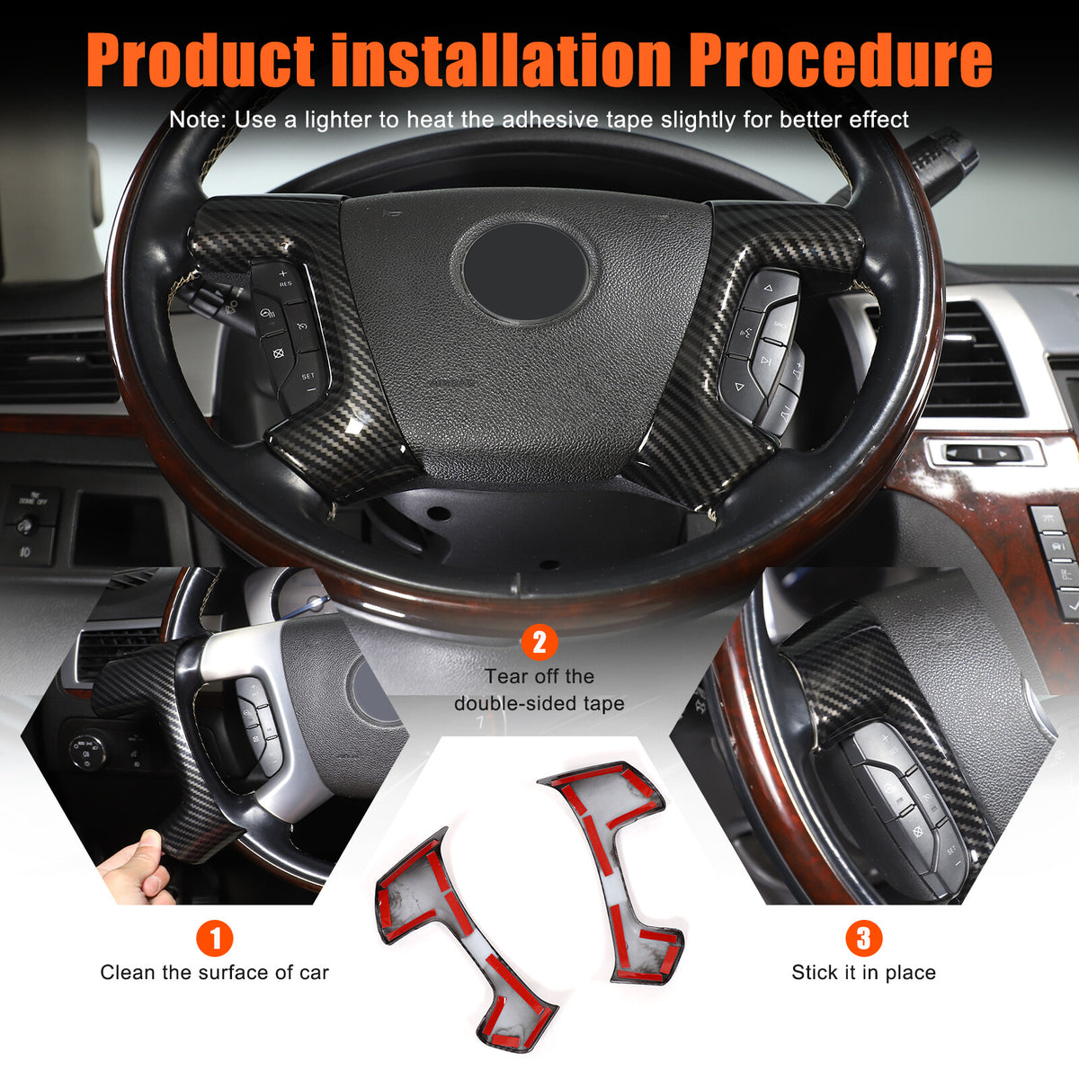 ABS Carbon Fiber Interior Decor Trim Cover For Cadillac Escalade 2007-14 40