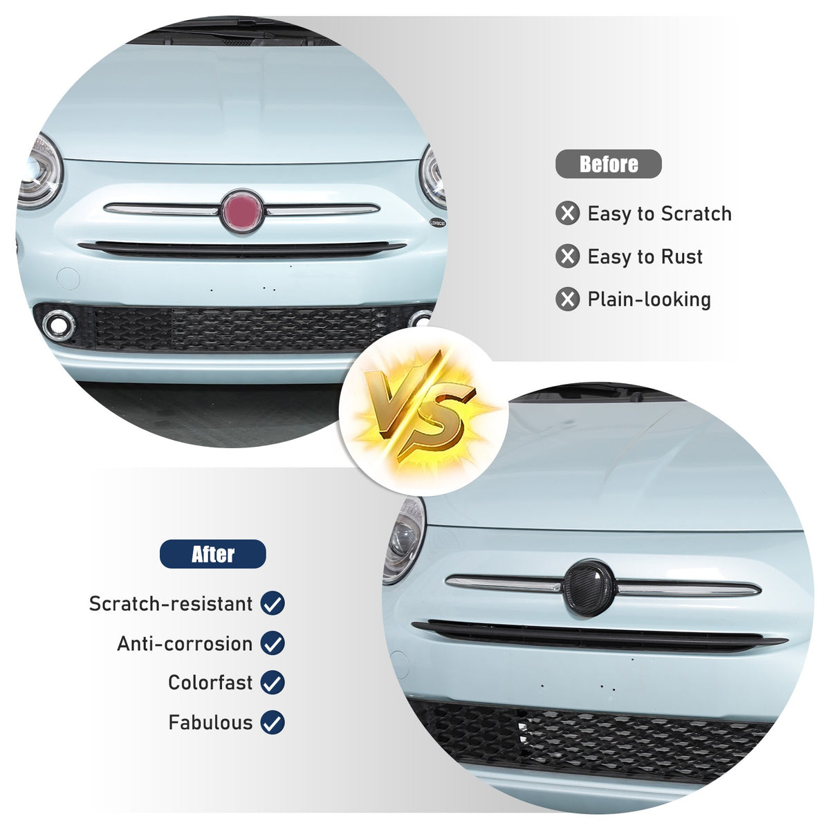 Real Carbon Fiber Front & Rear Emblem Cover Trim For Fiat 500 312 2016+ 22