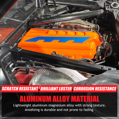 Orange Engine Bay Panel Cover Trim in Edge Blue For Corvette Coupe C8 2020-2026 16
