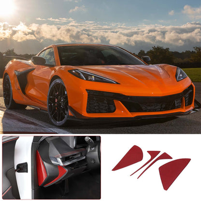 Red Soft Carbon Fiber Interior Decor Trim Kit Cover Set For Corvette C8 20-25 177