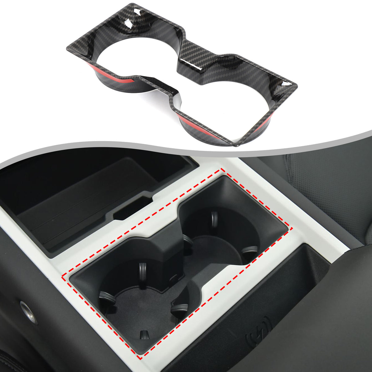 Carbon Fiber ABS Center Console Cup Holder Frame Trim for LR Defender L663 2025+ 1