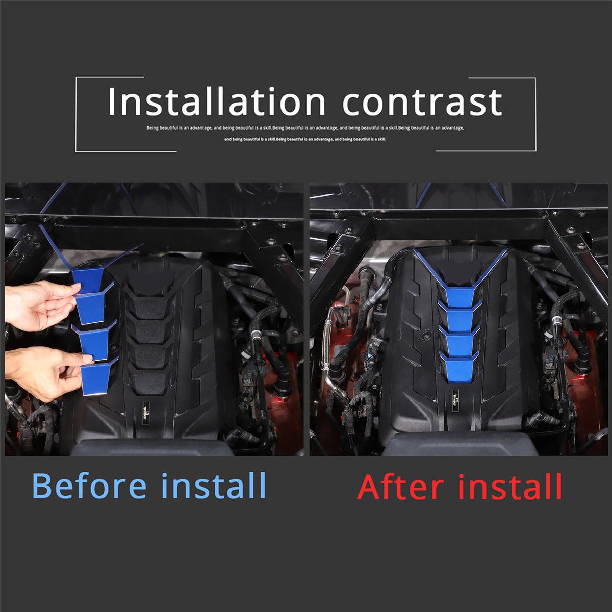 Blue Alloy Car Engine Center Patch Cover Decorate Trim For Corvette C8 2020-26 5