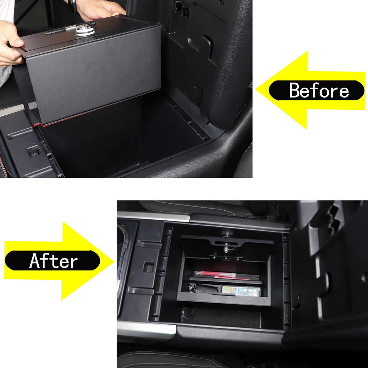 Center Console Safe GUN Storage Lock Box W/ TRAY For Nissan Titan 2016-23 12