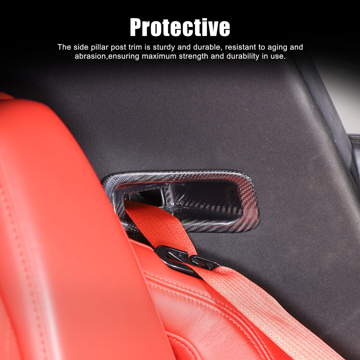 Real Carbon Fiber Seat Safety Belt Button Cover Frame Trim For Corvette C8 20-26 16