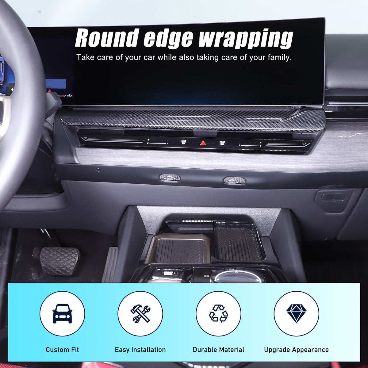 Real Carbon Fiber Navigation Screen Lower trim For BMW 5 Series G60 i5 2024+ 19
