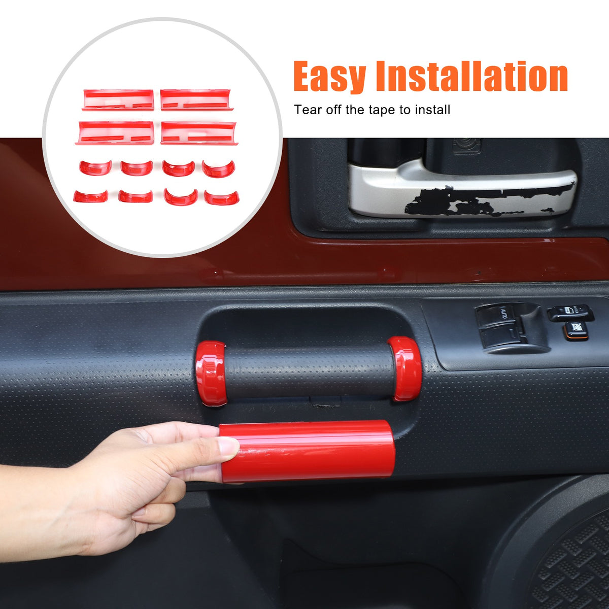 Sport Red Interior Door Panel Handle Trim Cover For Toyota FJ Cruiser 07-21 US 6