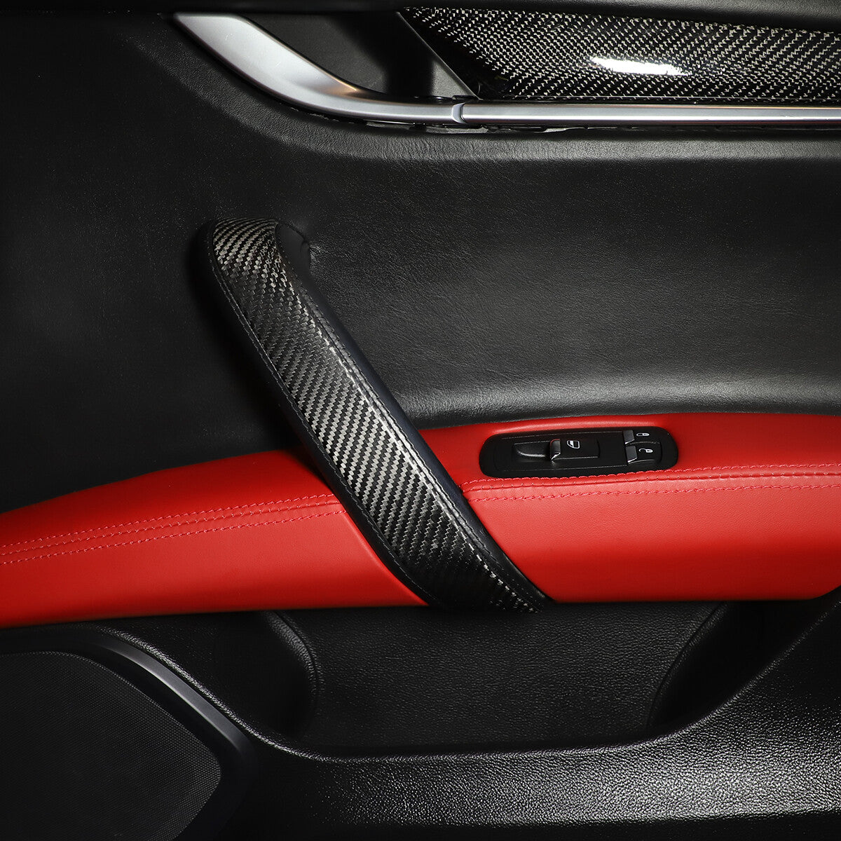 For Maserati Ghibli /Quattroporte 14-24 Real Carbon Fiber Door Handle Panel Trim 3