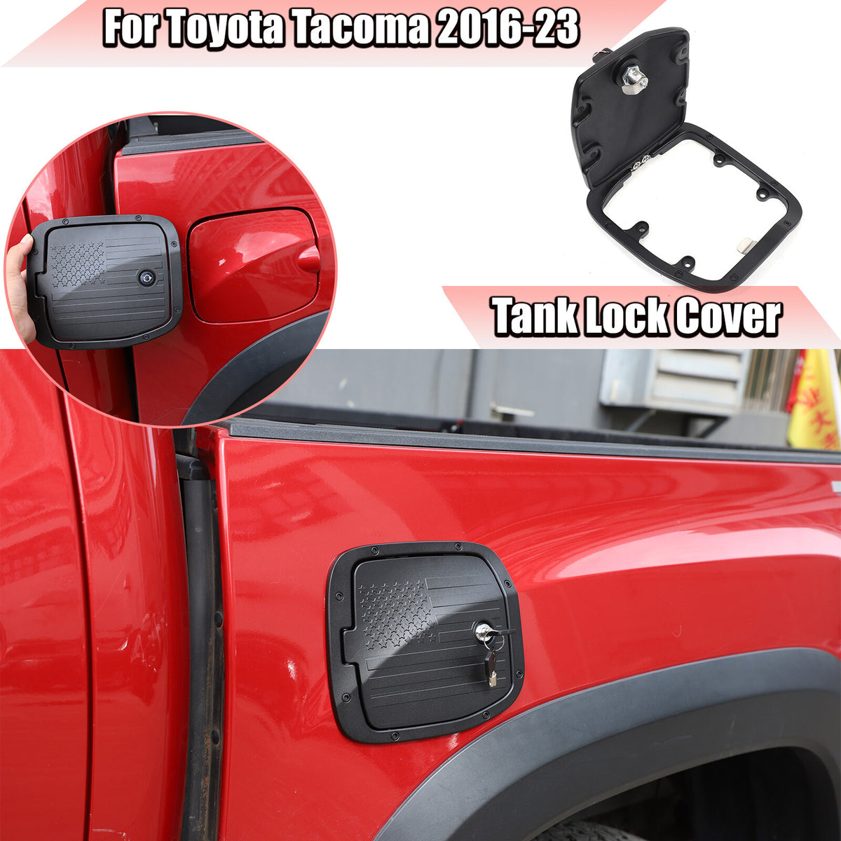 Star Door Fuel Tank Cover W/ Lock Gas Cap Tank Trim For Toyota Tacoma 2016-23 US 7