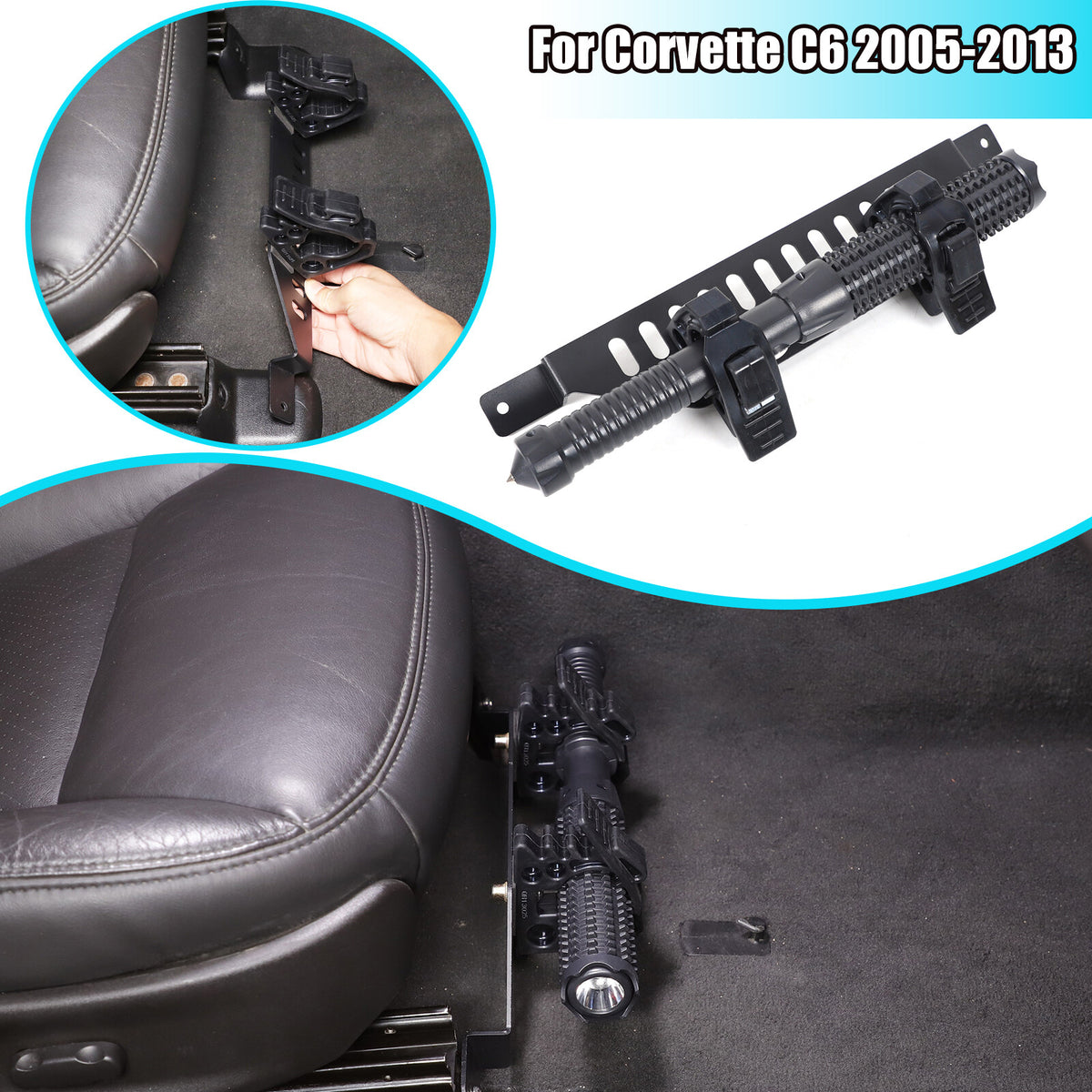 Passanger Side Under Seat Flashlight Holder Bracket Mount For Corvette C6 05-13 1