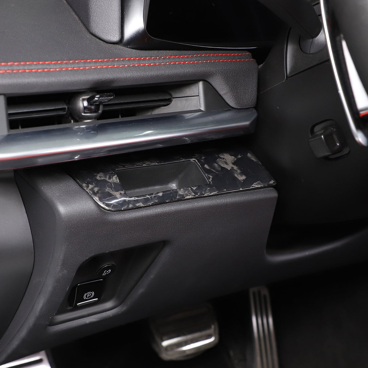Forged Carbon Fiber Steering Wheel Card Slot Trim Cover For Corvette C8 2020-26 1