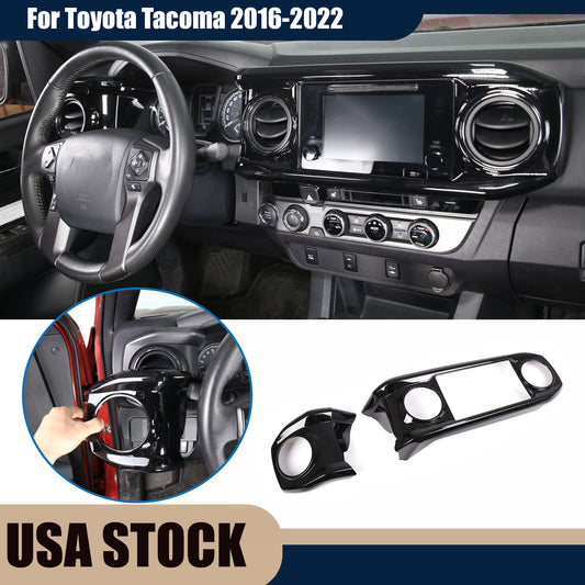ABS All Black Dashboard Air Vent Outlet Trim Cover For Toyota Tacoma 2016-23 US 1