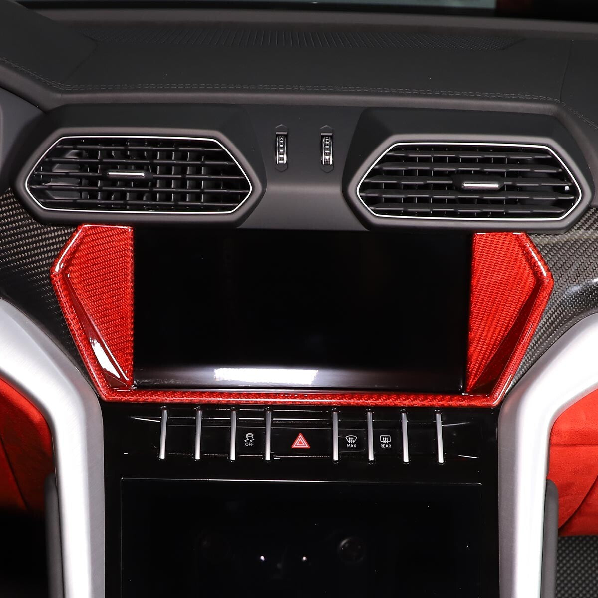 Red Carbon Display Navigation Screen Trim CoverFor Lamborghini URUS 2018-23 3