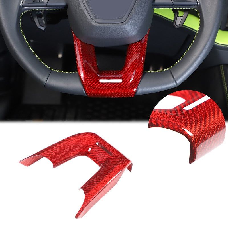 Red Real Carbon Fiber Steering Wheel Trim For Lamborghini Urus/Urus SE 2018-2023 1