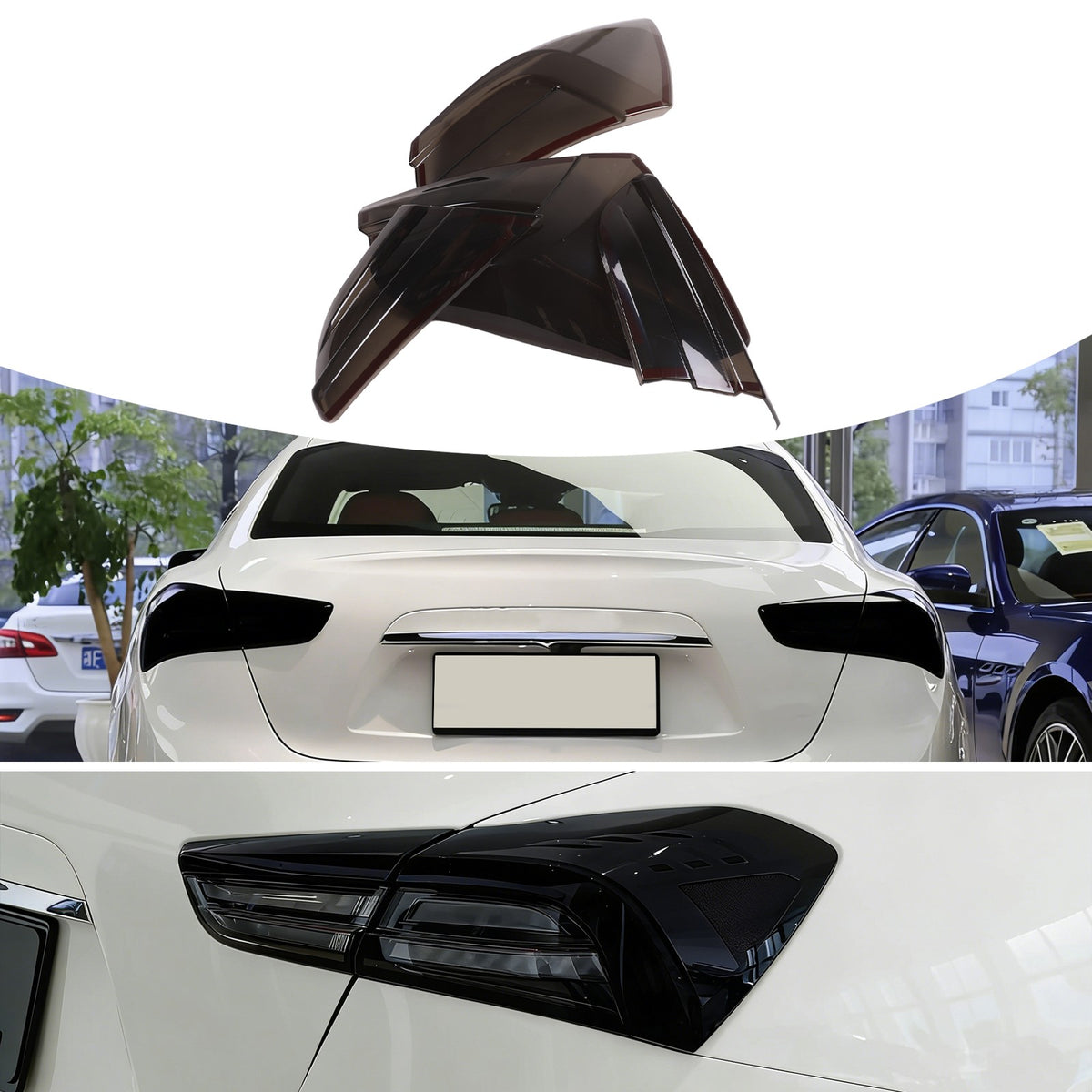 Smoked Rear Tail Light Guard Cover Trim For Maserati Ghibli 2021-24 US 8