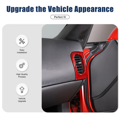 Red Real Carbon Fiber Interior Dashboard Side Air Vent Trim For Corvette C6 16