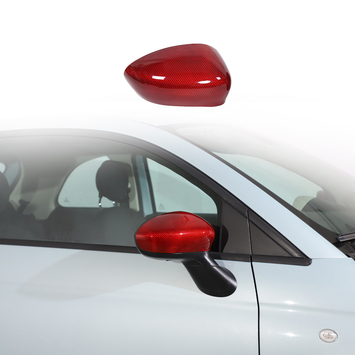 Red Carbon Fiber Exterior Side Rear Mirror Trim For Fiat 500 Abarth 595 2010+ US 3