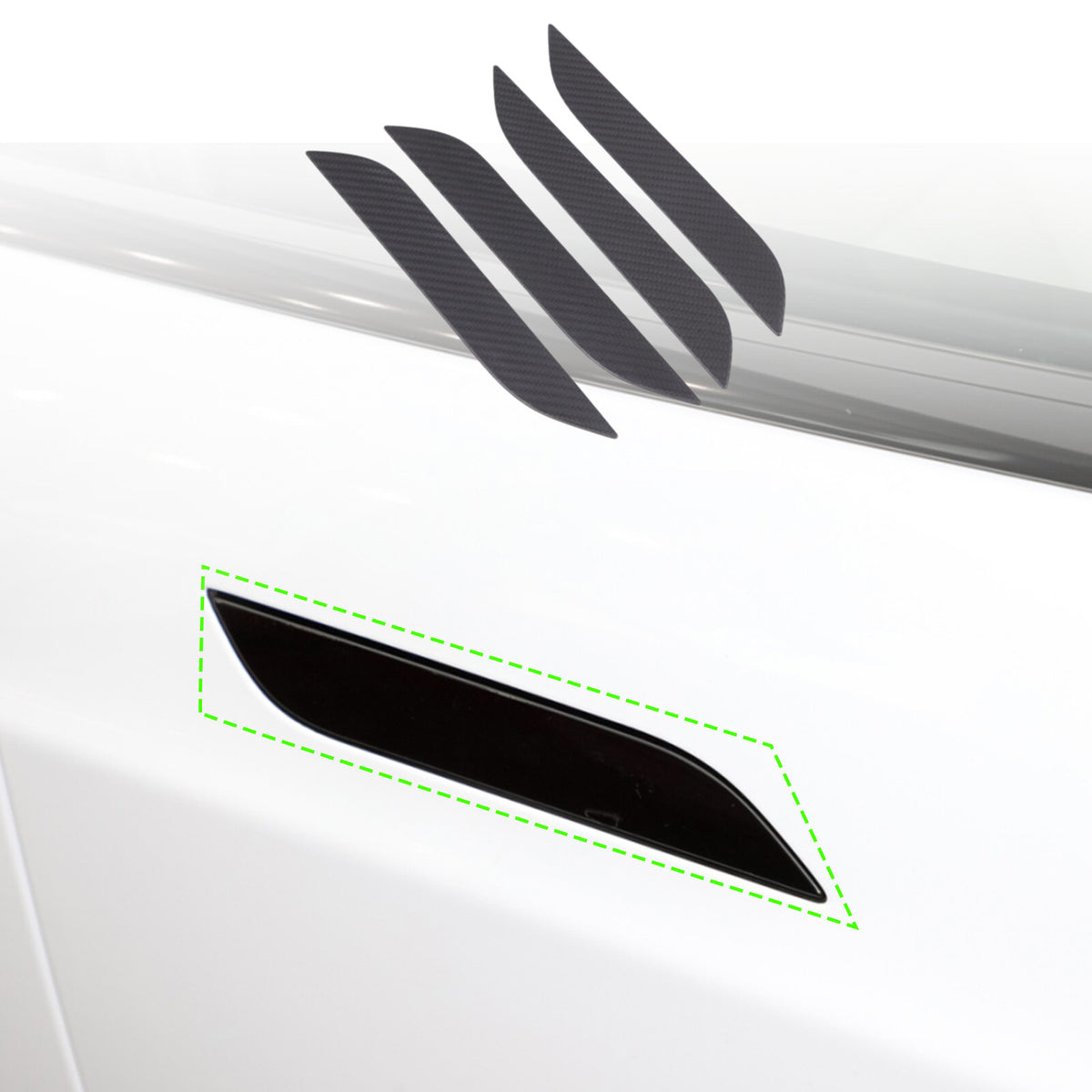 Matte Real Carbon Fiber Side Door Handle Covers For Tesla Model S Plaid 2014+ 1