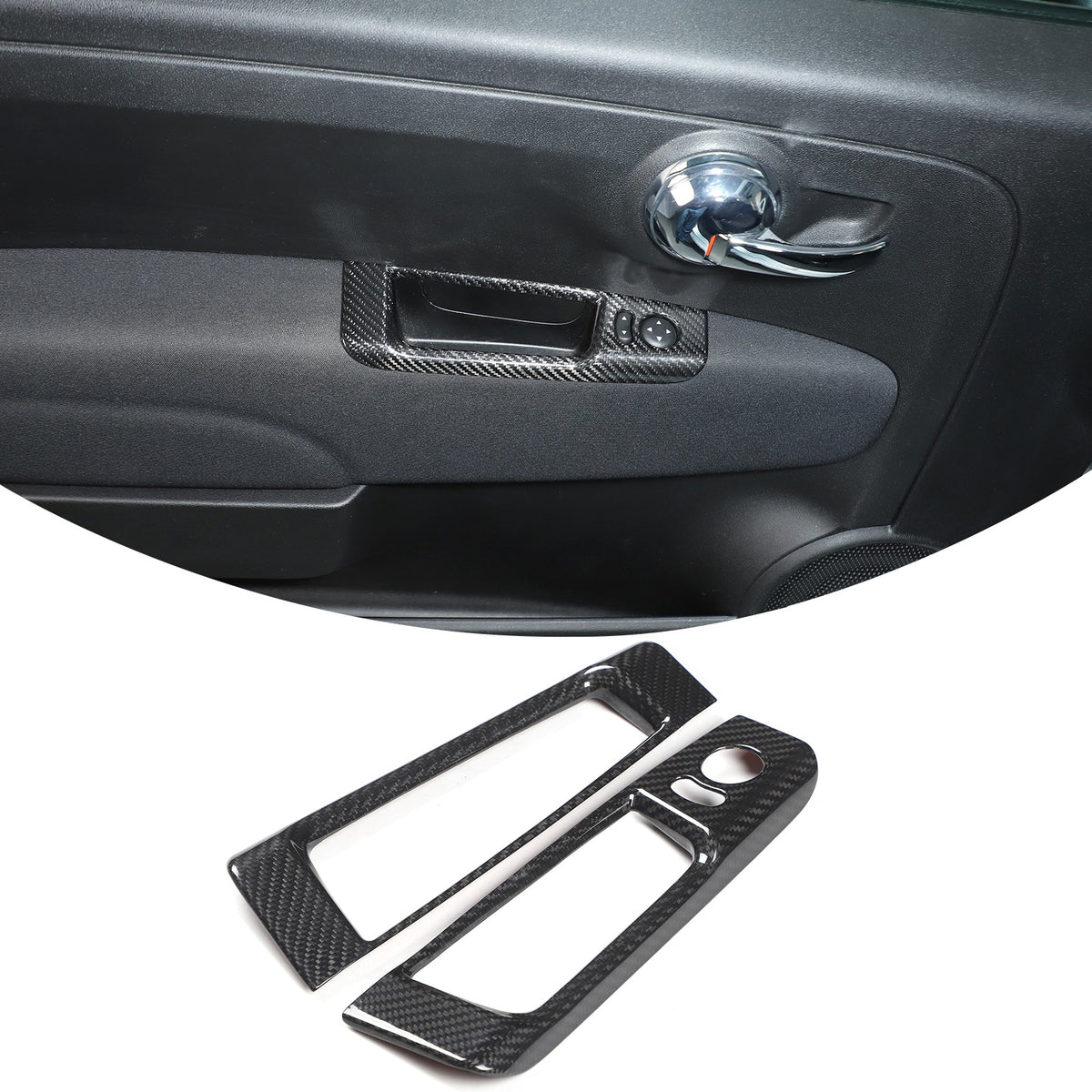 Real Carbon Fiber Mirror Adjustment Panel Trim For Fiat 500 312 2010-2022 2