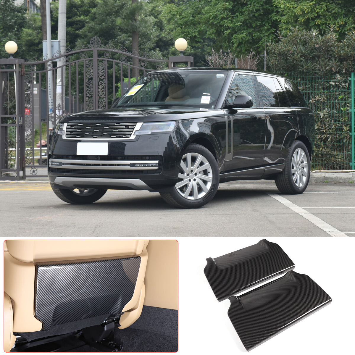 ABS Carbon Fiber Seat Back Anti-kick Panel Trim Cover For Range Rover Vogue 18+ 16