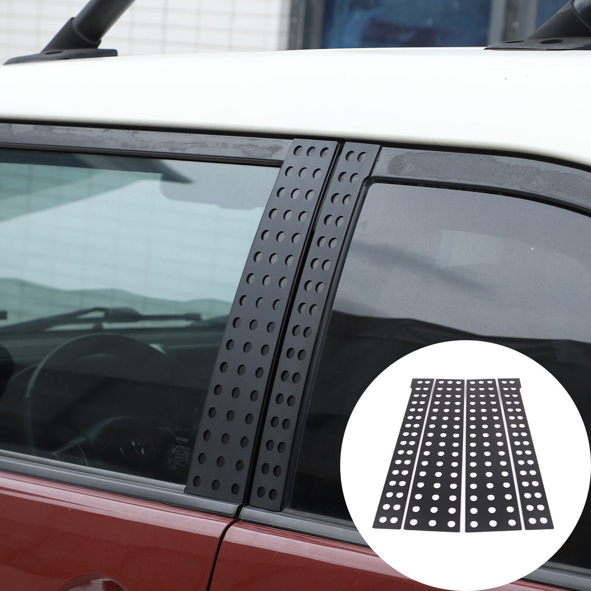 Black Aluminum Alloy Window Center Pillar Trim Panel For Toyota FJ Cruiser 07-21 1