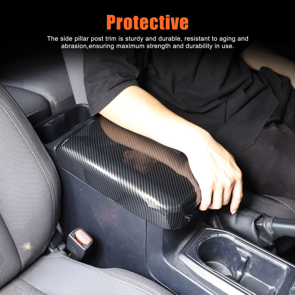 ABS Carbon Fiber Center Console Armrest Box Cover For Toyota Tacoma 2016-23 18