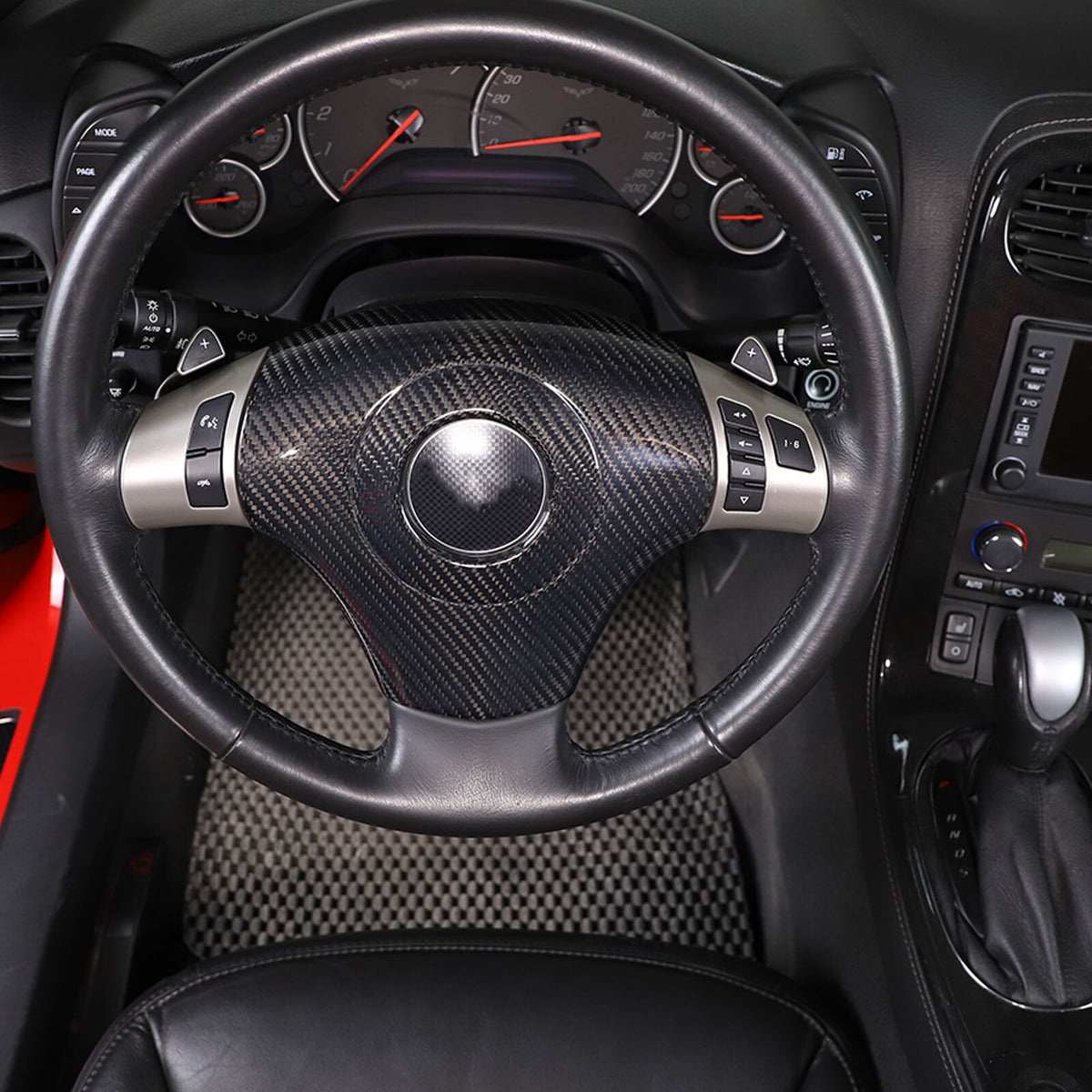 Real Carbon Fiber Steering Wheel Center Surround Trim Cover For Corvette C6 05+ 10