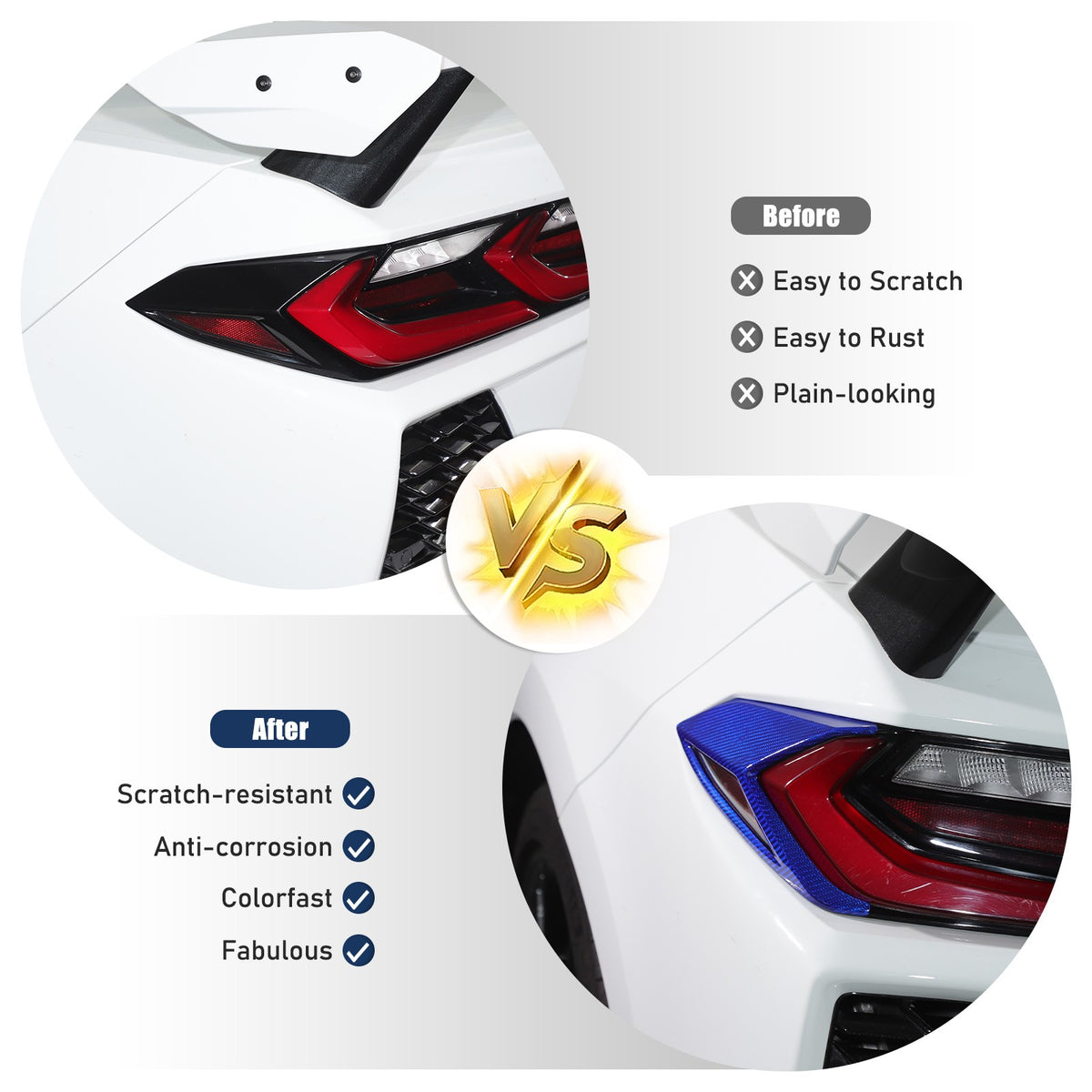 Blue Real Carbon Fiber Rear Tail Light Side Trim For Corvette C8 2020+ 23