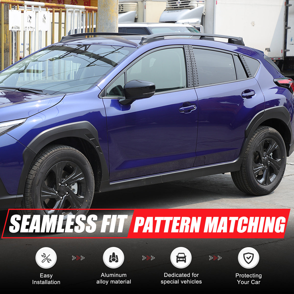 Exterior Rear Quarter Door Window Pillar Trim Kit For Subaru Crosstrek 2024+ 6