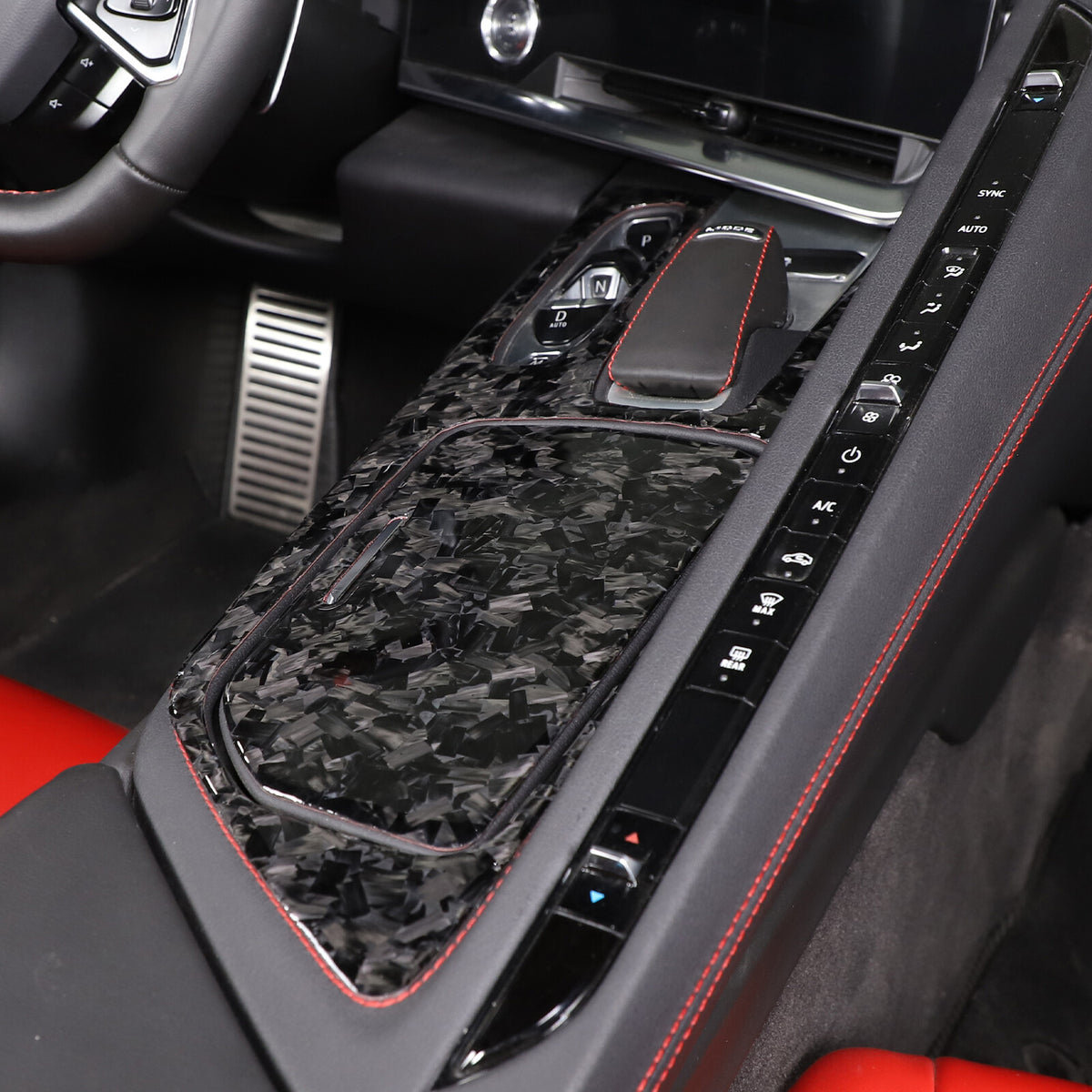 Forged Carbon Fiber Console Storage Panel Sticker Trim For Corvette C8 2020-25 5