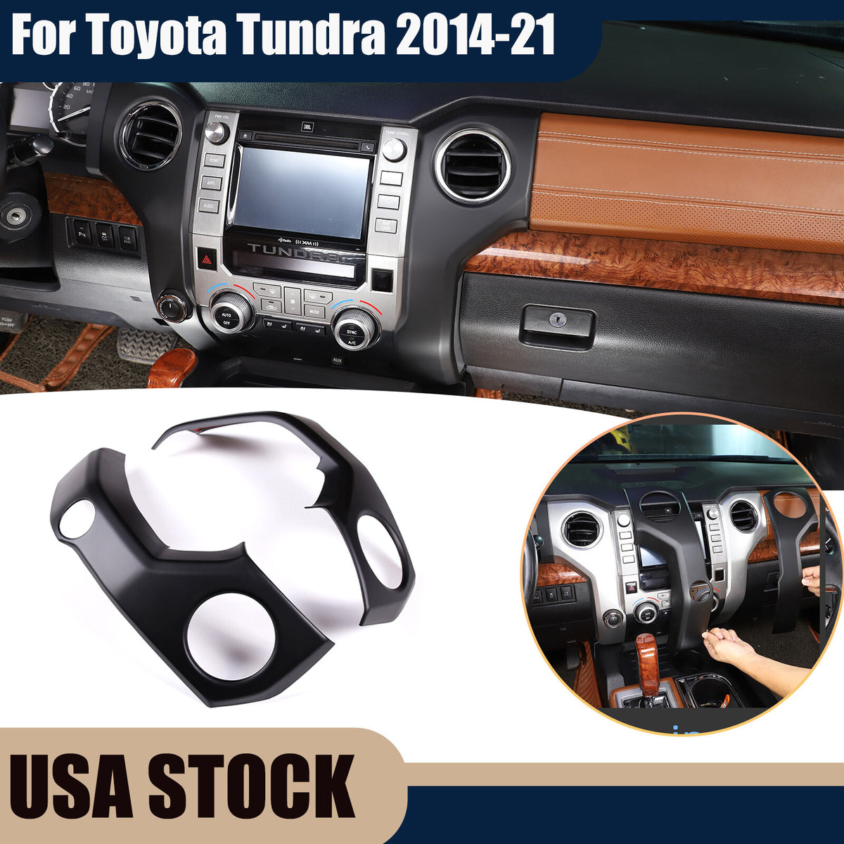 Matte Black Center Control Air Vent Outlet Frame Cover For Toyota Tundra 2014-21 1