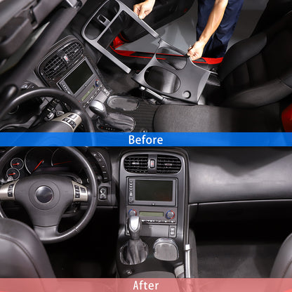 Carbon Fiber ABS Central AC Switch Gear Shift Panel Cover For Corvette C6 05-13 14