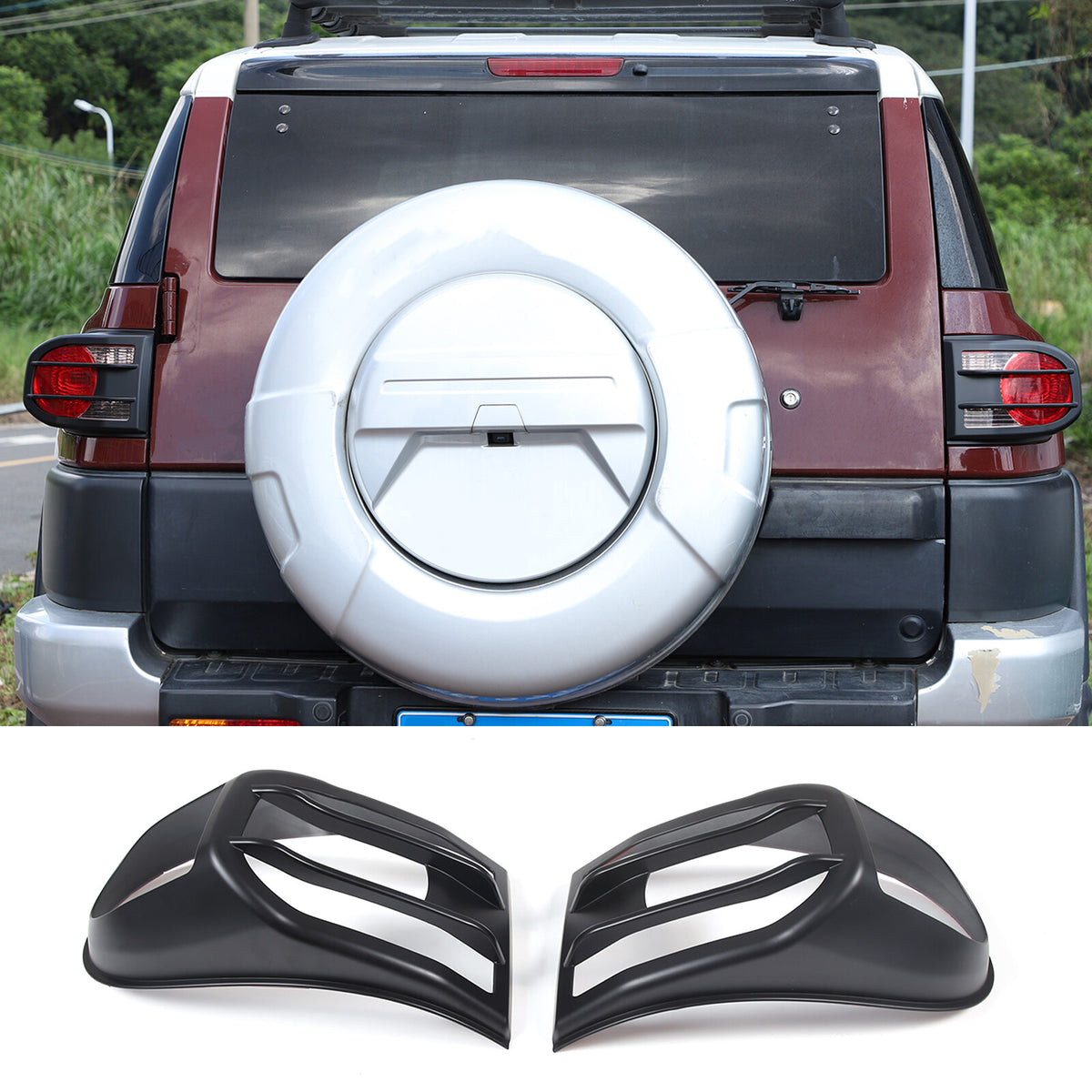 Matte Front Rear Headlight Tail Light Cover Trim Set For 07-20 Toyota FJ Cruiser 2