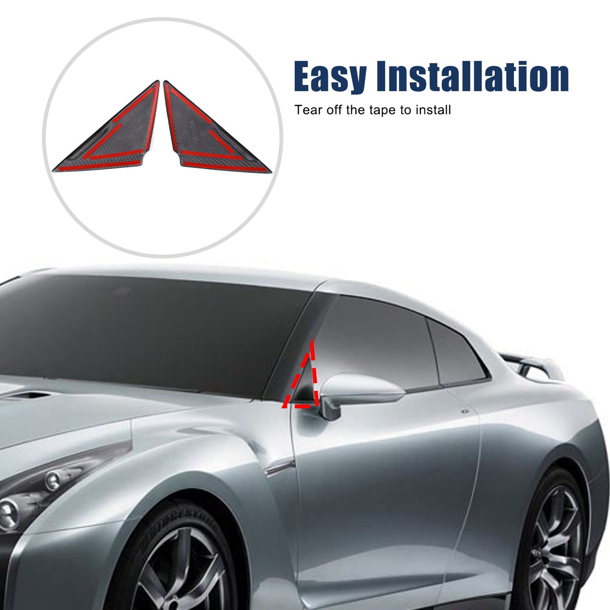 Matte Real Carbon Fiber Front A-Pillar Triangle Trim For Nissan GTR R35 2008-16 15