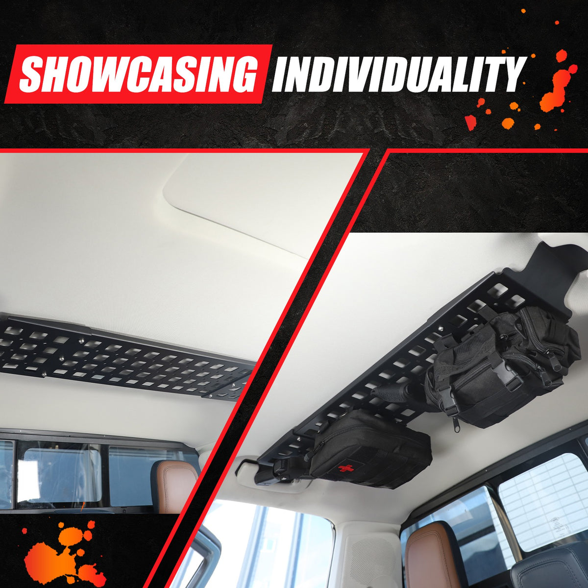 Aluminum Alloy Rear Roof Hanging Bag Rack Molle Panel For Ford Maverick 2022+ 13