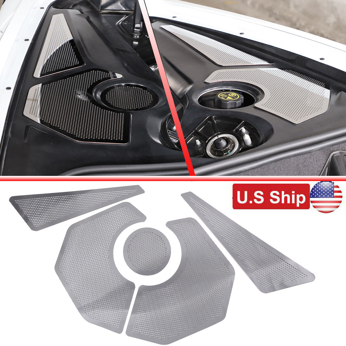 Stainless steel Car Engine Hood Compartment Panel Trim For Corvette C8 20-20 US 1