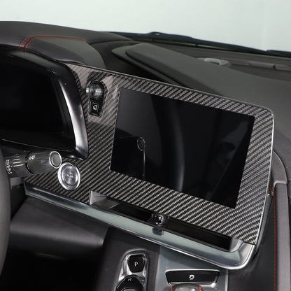 Real Carbon Fiber Dashboard Navigation Srceen Frame Trim For Corvette C8 2020-25 16